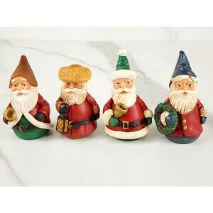 Great American Design Mini Christmas Santa Gnomes Figurines 3" Year 1993 x4
